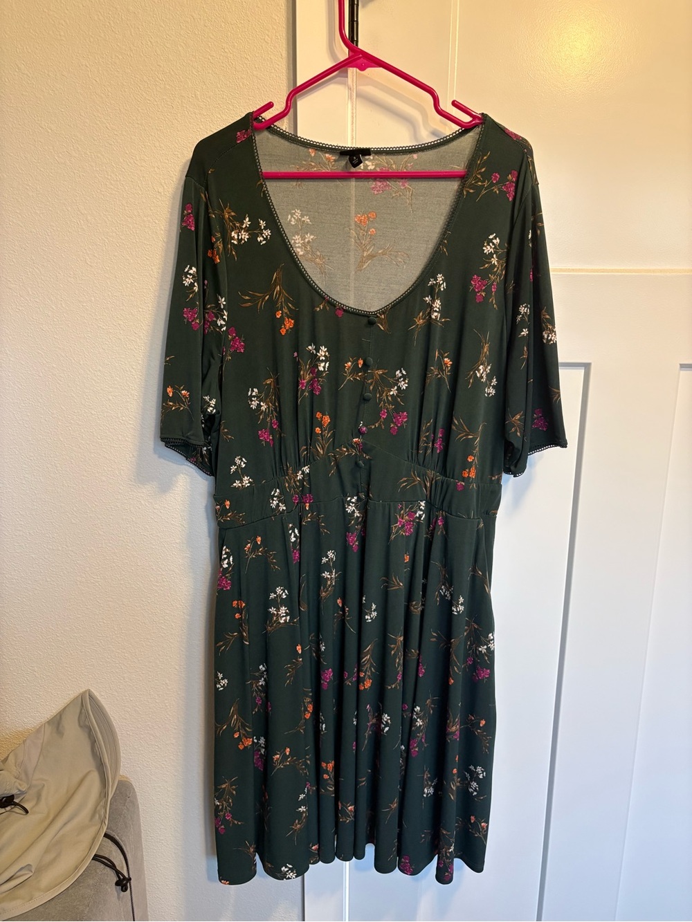torrid Dark Green Floral Scoop Neck Midi Dress